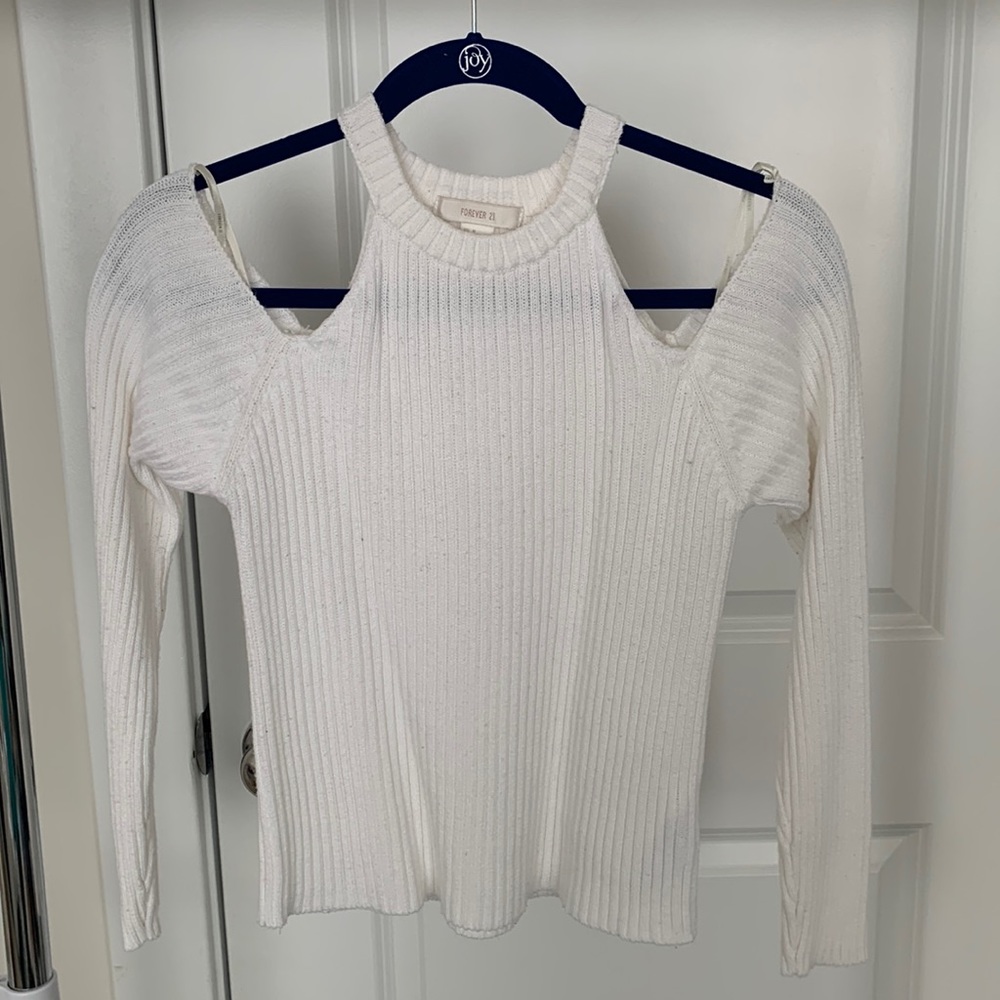 White Off the Shoulder Long Sleeve Shirt